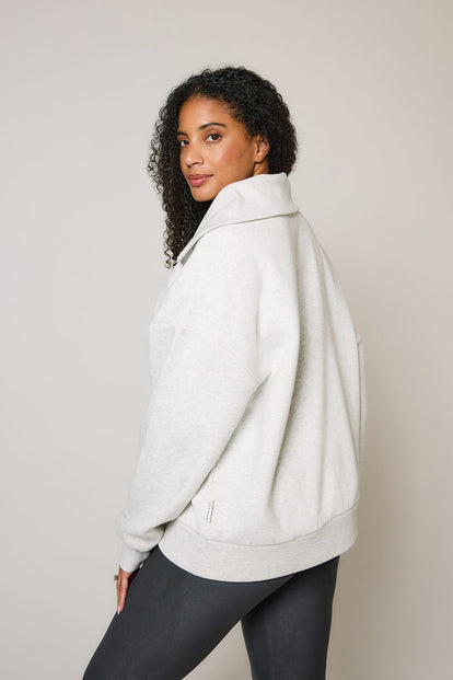 ALL SZN organique Pull Oversize avec Quart de Zip grande taille - Light Grey Marl