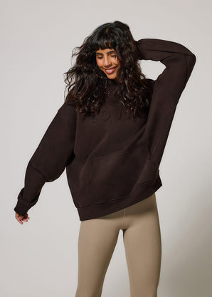 Poids lourd Sweat à Capuche Oversize grande taille - Espresso Brown
