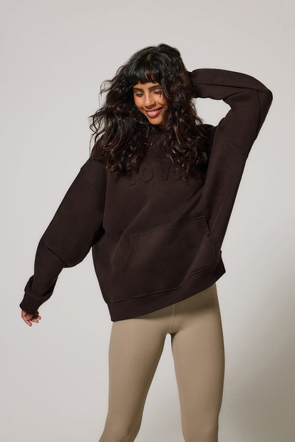 Poids lourd Sweat à Capuche Oversize grande taille - Espresso Brown