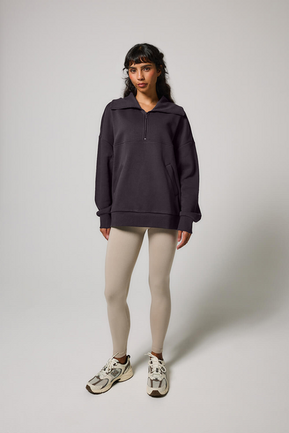 ALL SZN organique Pull Oversize avec Quart de Zip - Shadow Grey