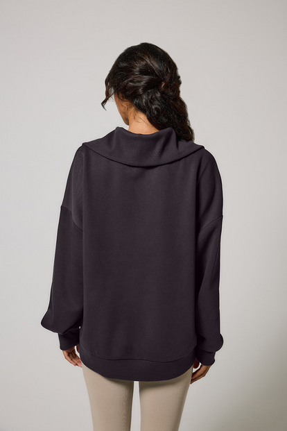 ALL SZN organique Pull Oversize avec Quart de Zip grande taille - Shadow Grey