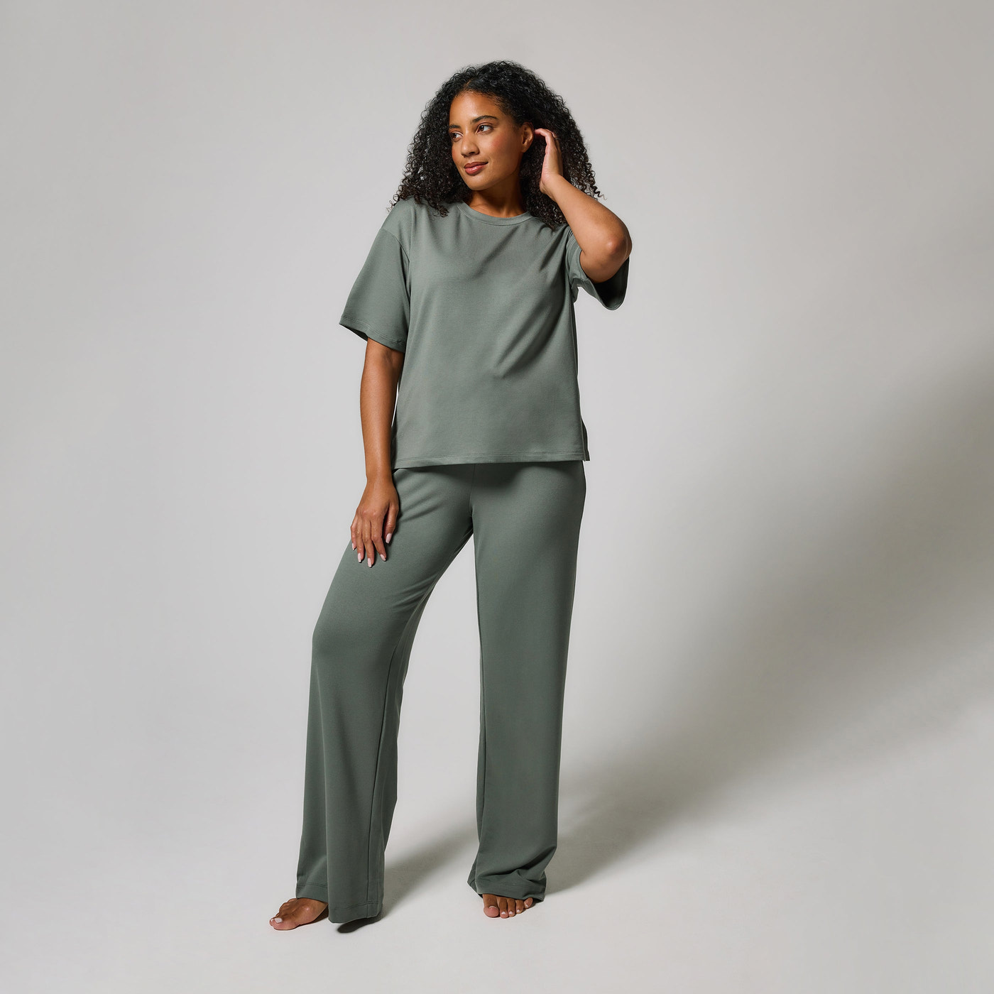 Ensemble lounge évasé tout doux - Sage Green