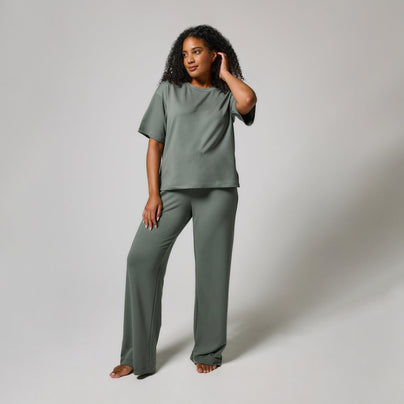 Ensemble lounge évasé tout doux - Sage Green