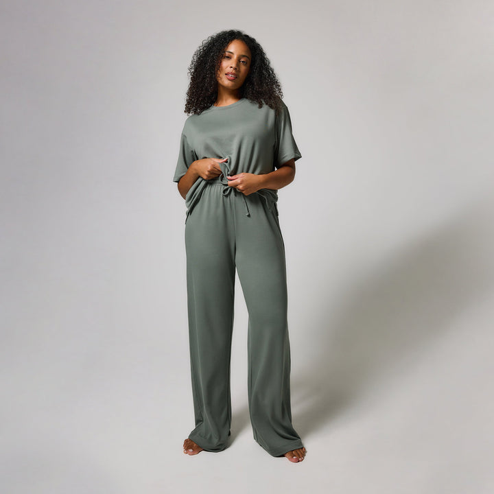 Ensemble lounge évasé tout doux - Sage Green