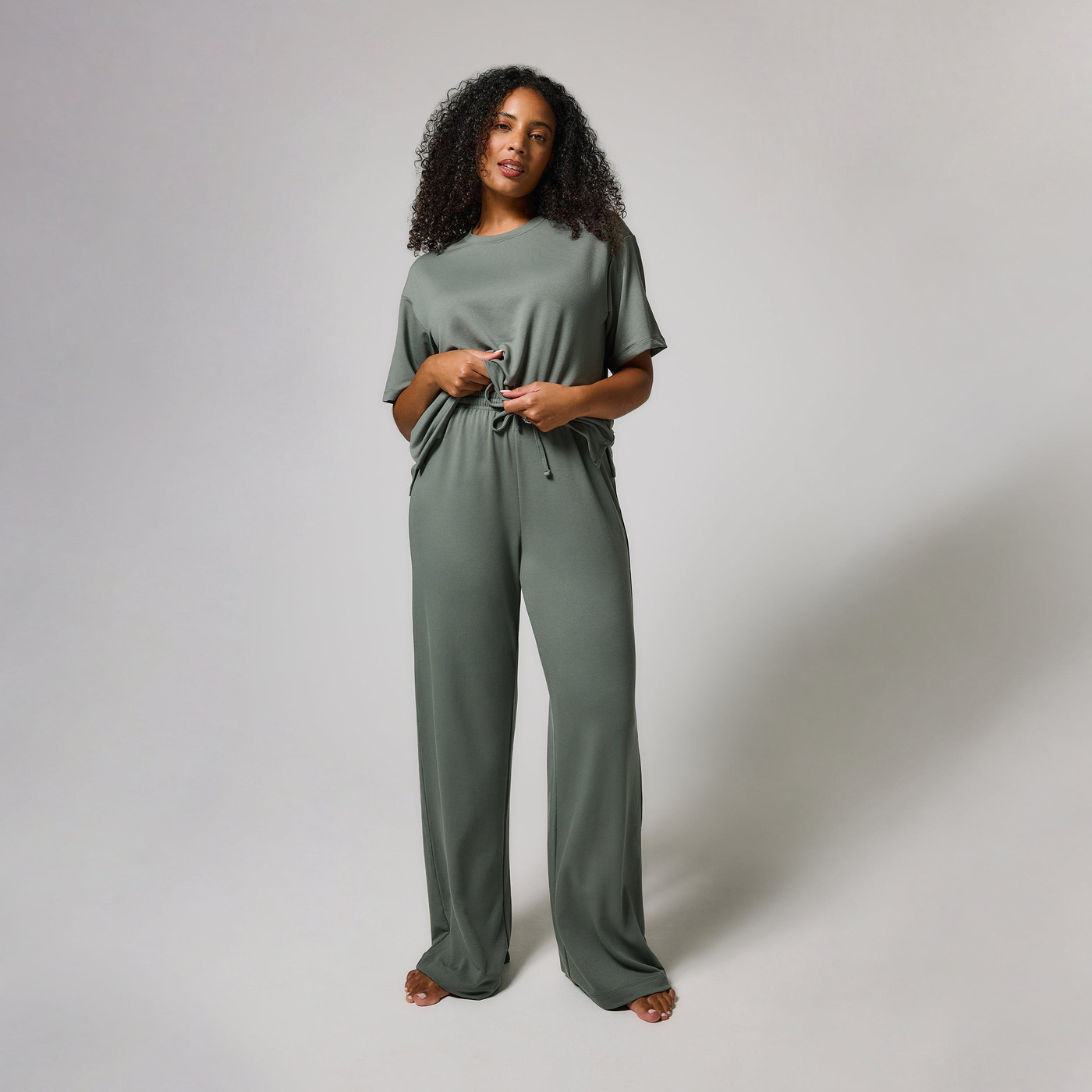 Ensemble lounge évasé tout doux - Sage Green