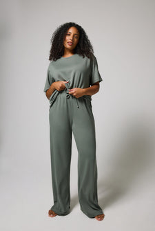 Ensemble lounge évasé tout doux - Sage Green