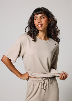 Ensemble lounge évasé tout doux - Oatmeal Beige