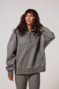 ALL SZN organique Pull Oversize avec Quart de Zip grande taille - Slate Green