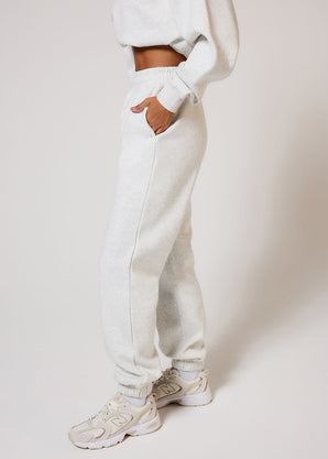 ALL SZN pantalon de jogging biologique à revers grande taille - Light Grey Marl