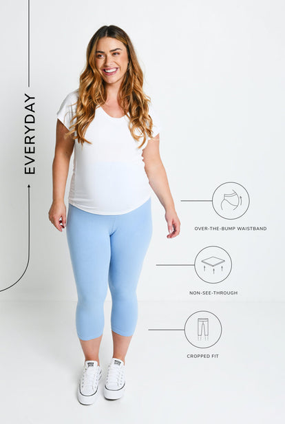 Legging de grossesse court Everyday - Powder Bleu