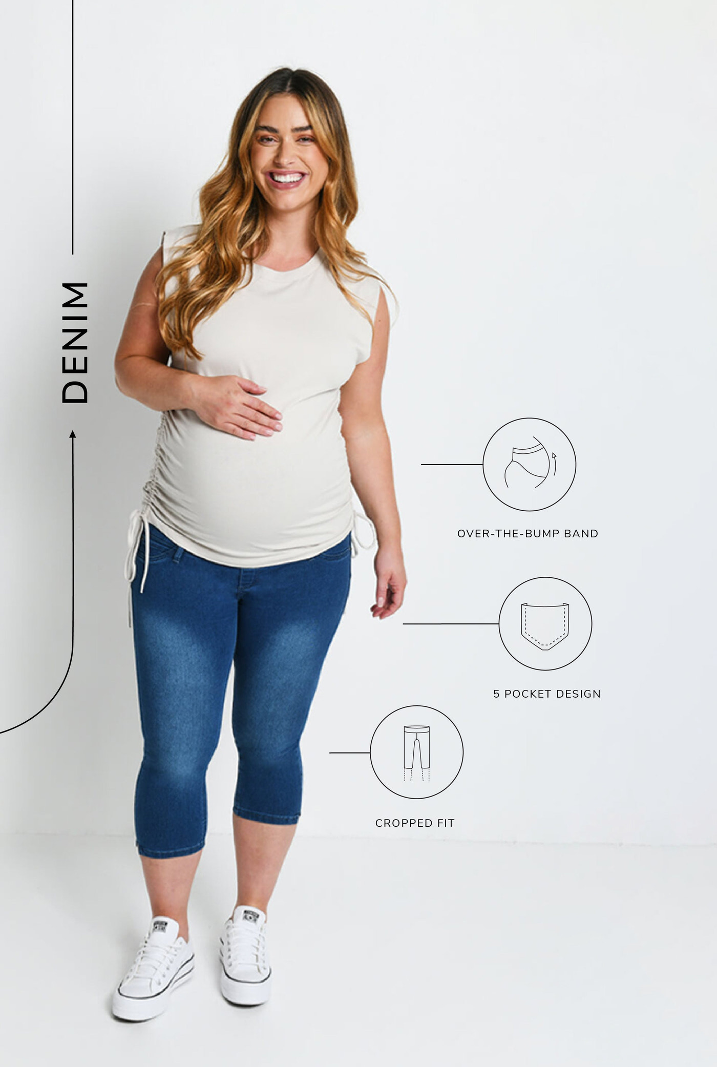 Jegging de grossesse court - Mid Bleu