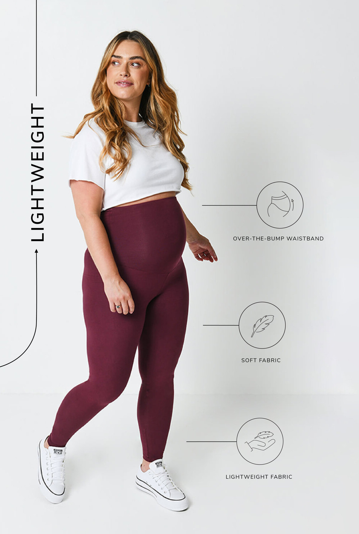 Legging de grossesse léger et confortable - Bordeaux