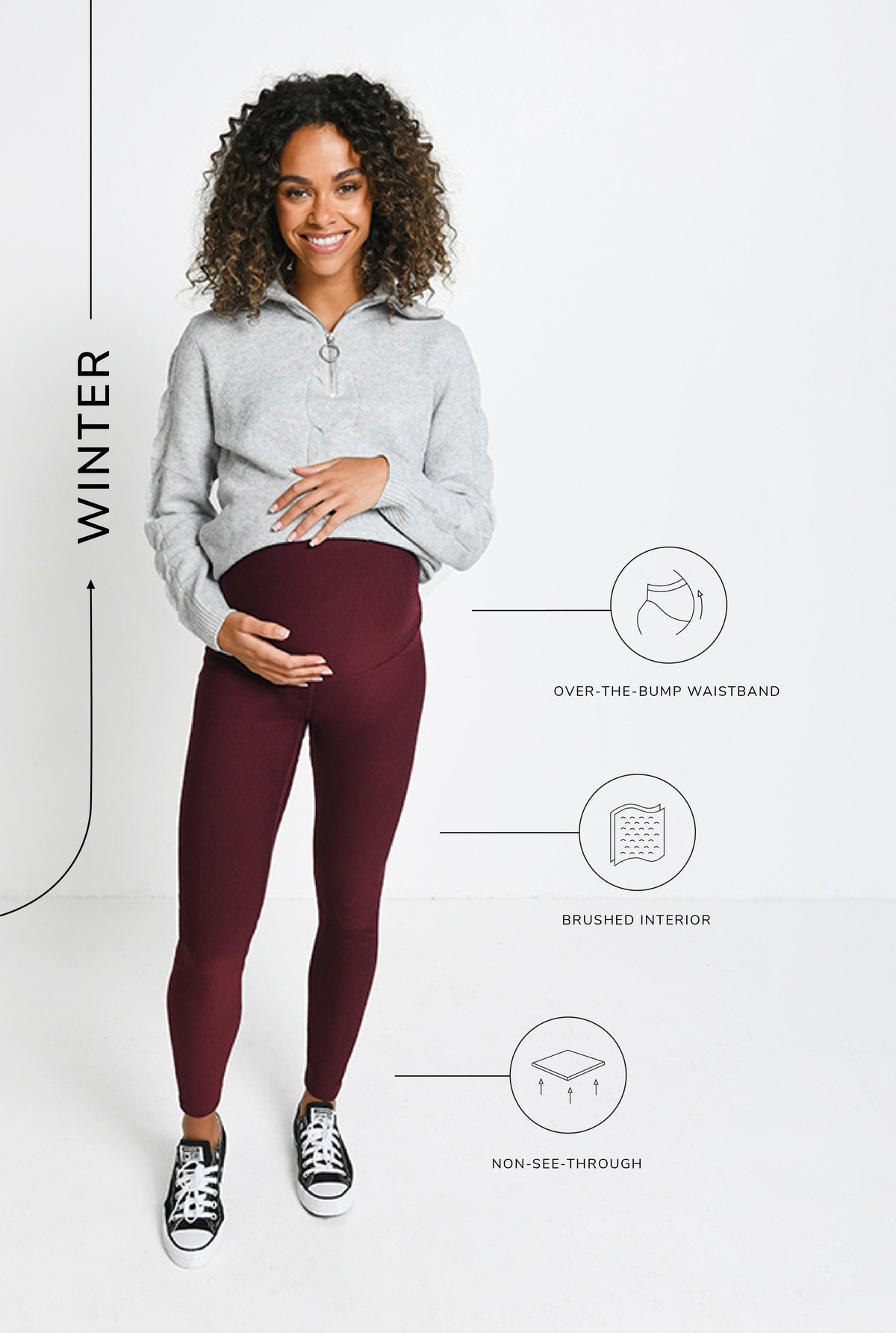 Legging de grossesse d'hiver de tous les jours - Bordeaux
