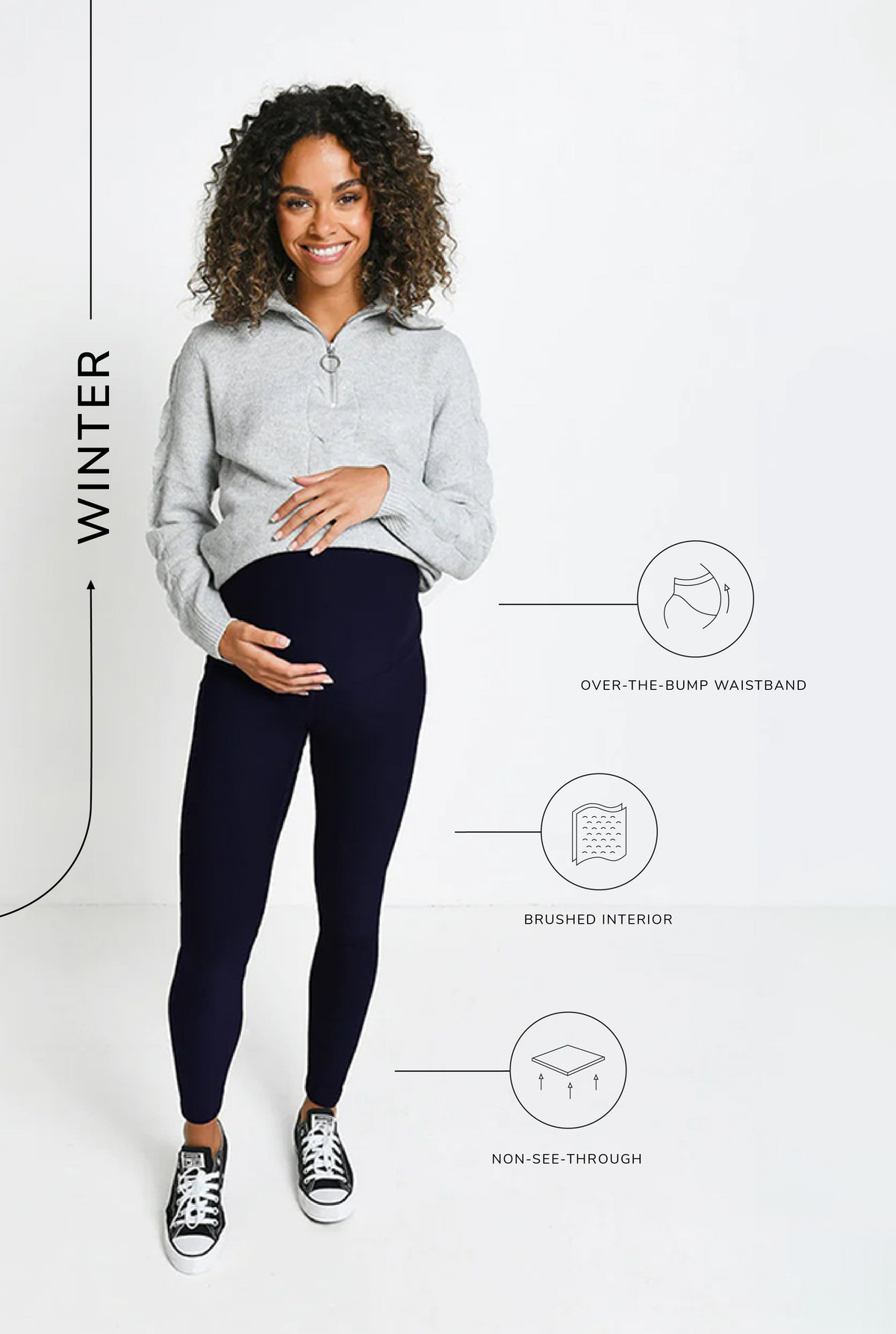 Leggings de maternité d'hiver de tous les jours - Bleu marine vintage
