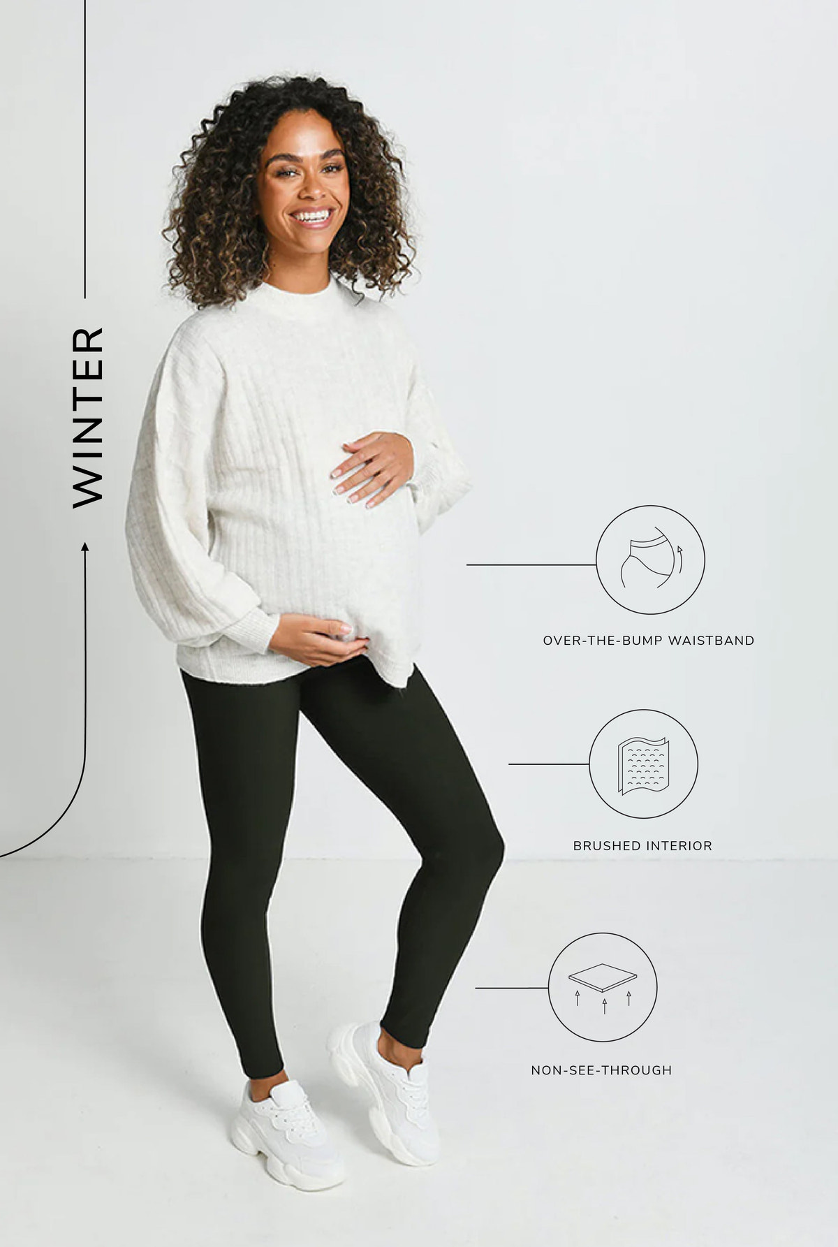Legging de grossesse d'hiver de tous les jours - Olive foncé