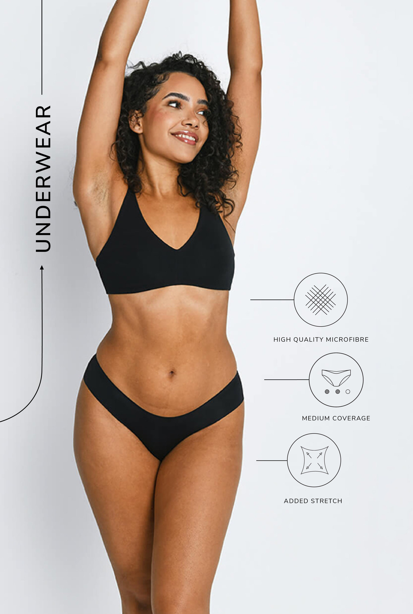 Lot de 3 culottes brésiliennes sans couture - Noir