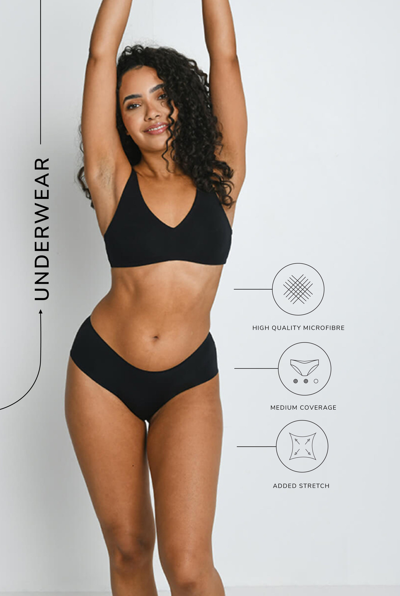 Lot de 3 culottes midi sans couture - Noir