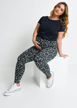 Legging de grossesse Everyday - Marine/Vert Floral