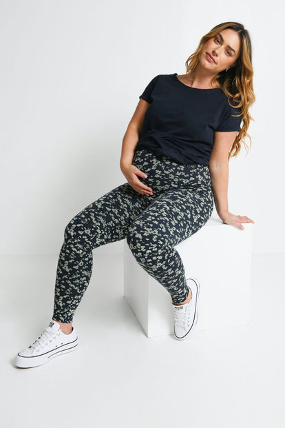 Legging de grossesse Everyday - Marine/Vert Floral