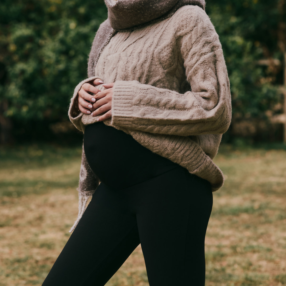 Legging de grossesse évasé d'hiver - Café noir