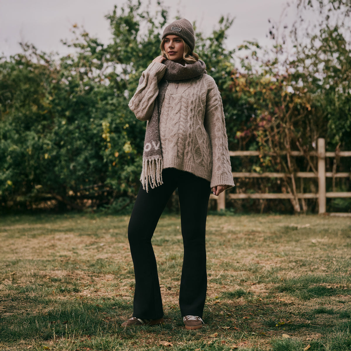 Legging de grossesse évasé d'hiver - Café noir