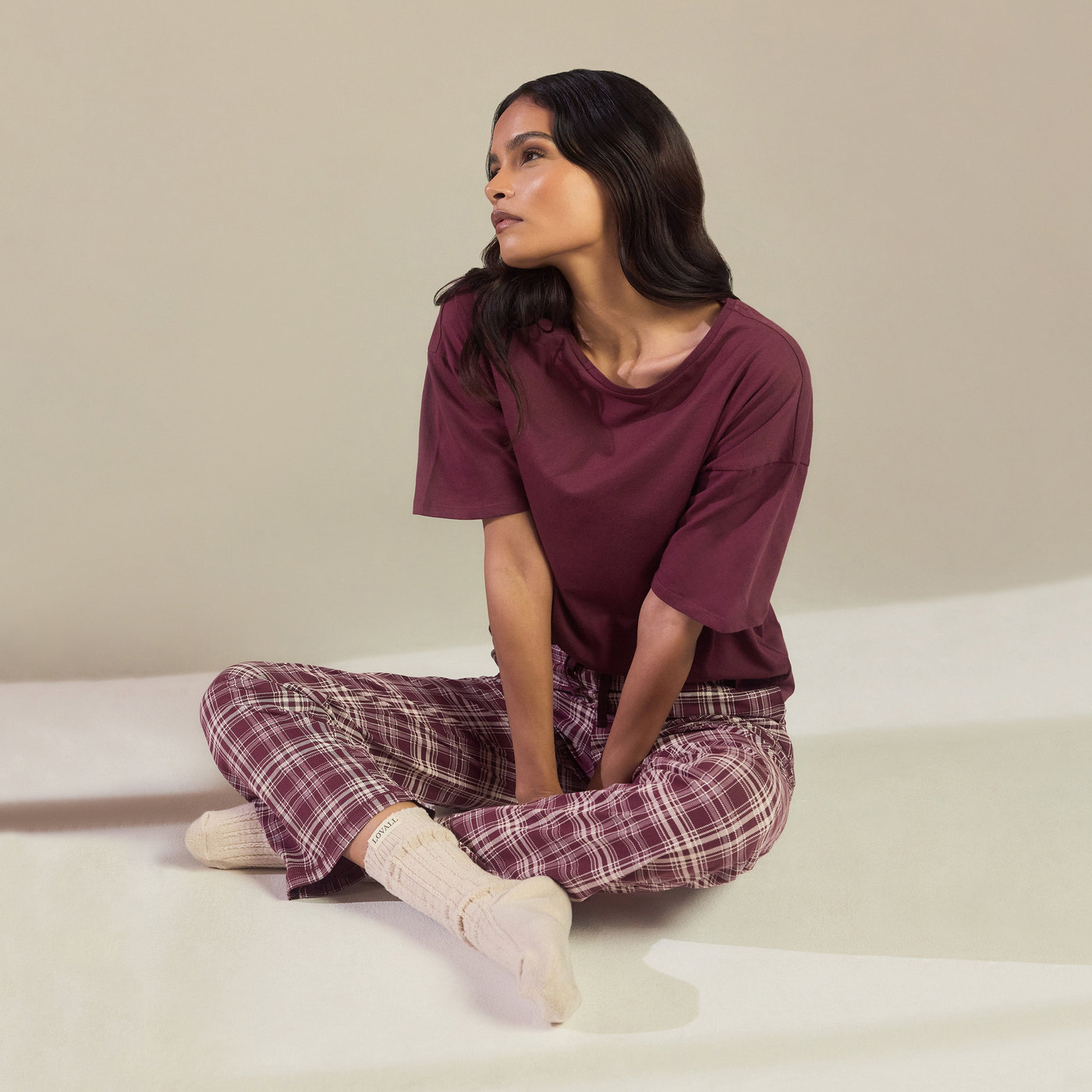 Ensemble de pyjama pur coton - Burgunder Check