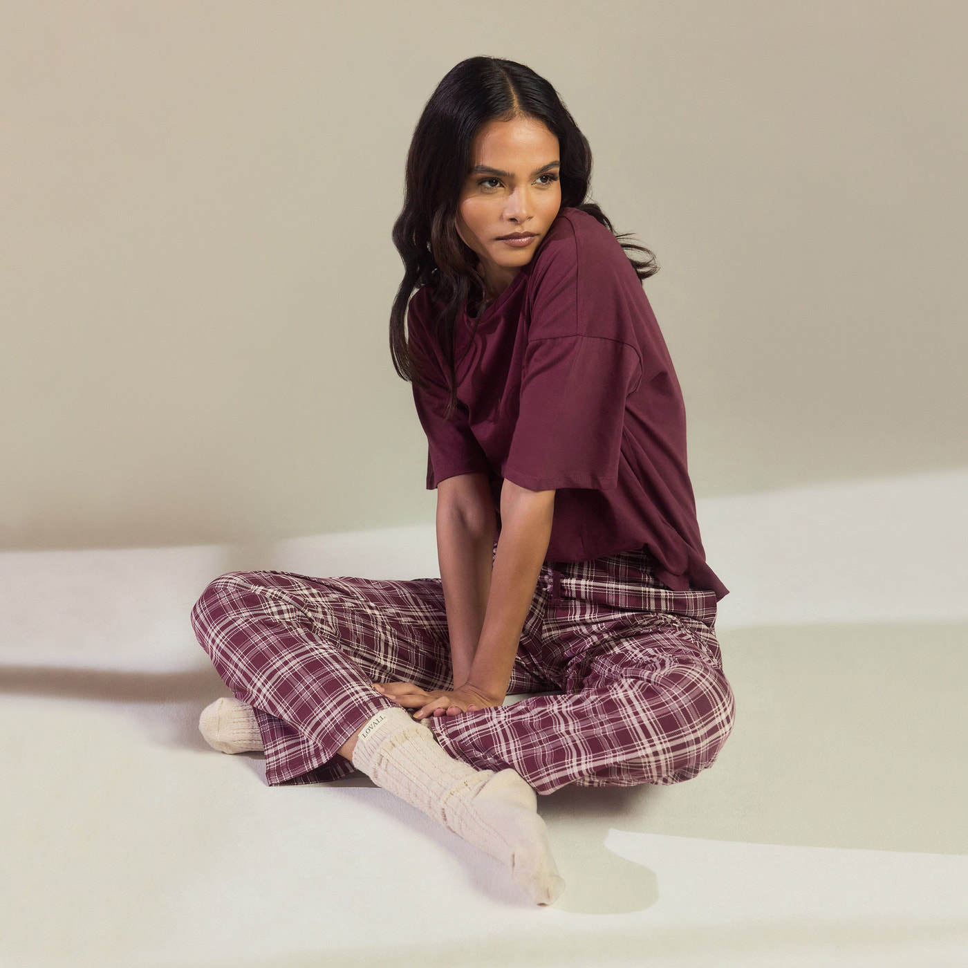 Ensemble de pyjama pur coton - Burgunder Check