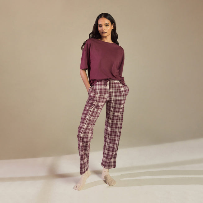Ensemble de pyjama pur coton - Burgunder Check