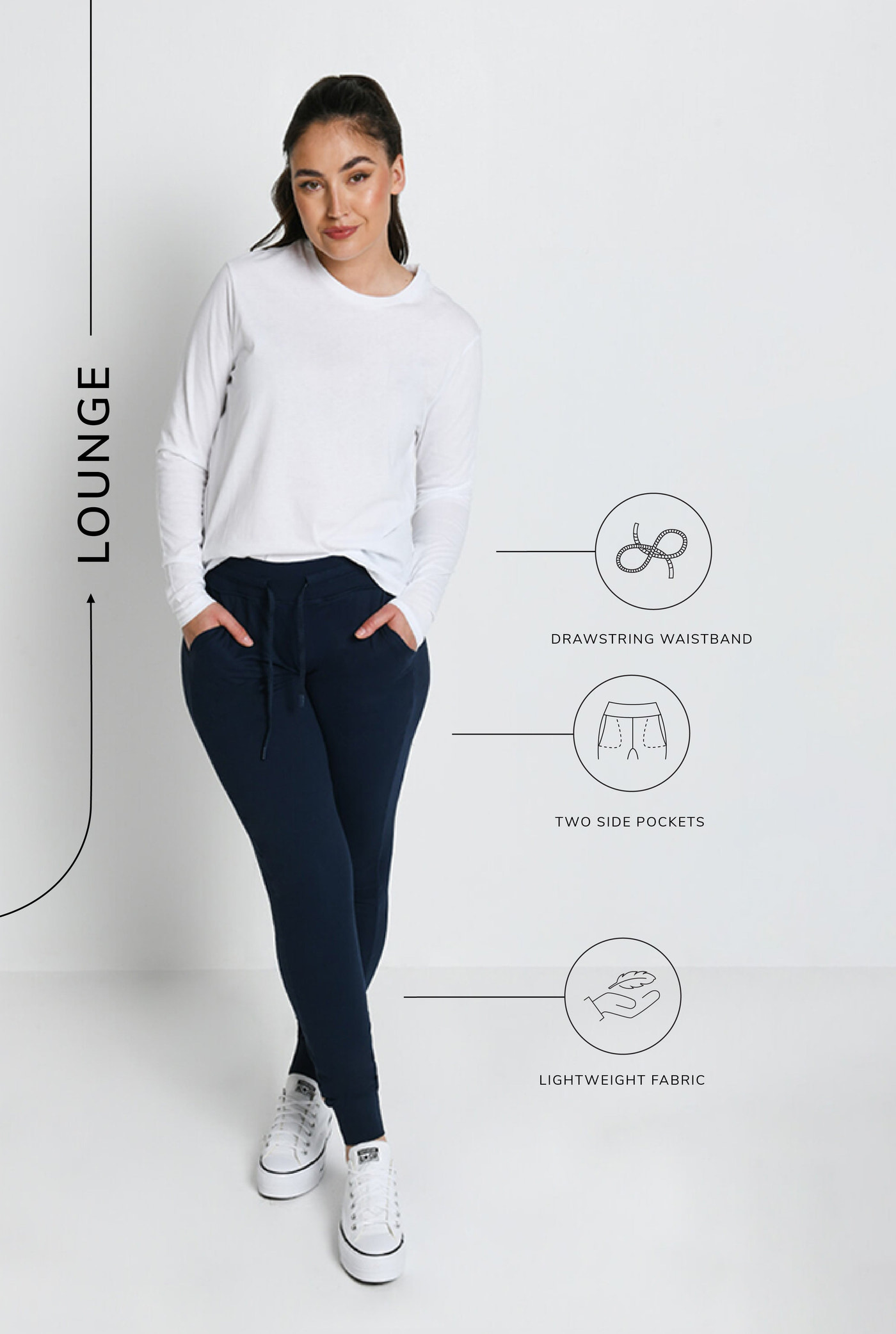 Pantalon de jogging taille haute Recharge - Bleu Marine