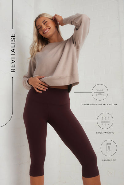 Legging court taille haute grande taille Revitalise - Winter Berry