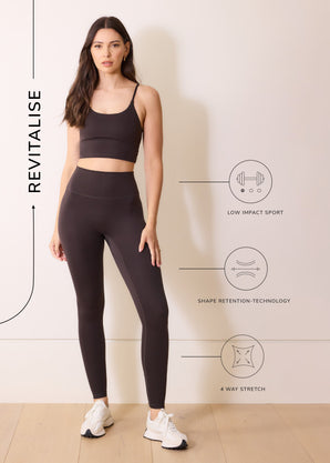 Legging 7/8e taille haute grande taille 24/7 Revitalise - Black Coffee