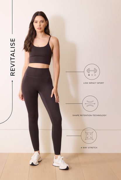 Legging 7/8e taille haute grande taille 24/7 Revitalise - Noir Coffee