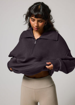 ALL SZN organique Pull Oversize avec Quart de Zip grande taille - Shadow Grey