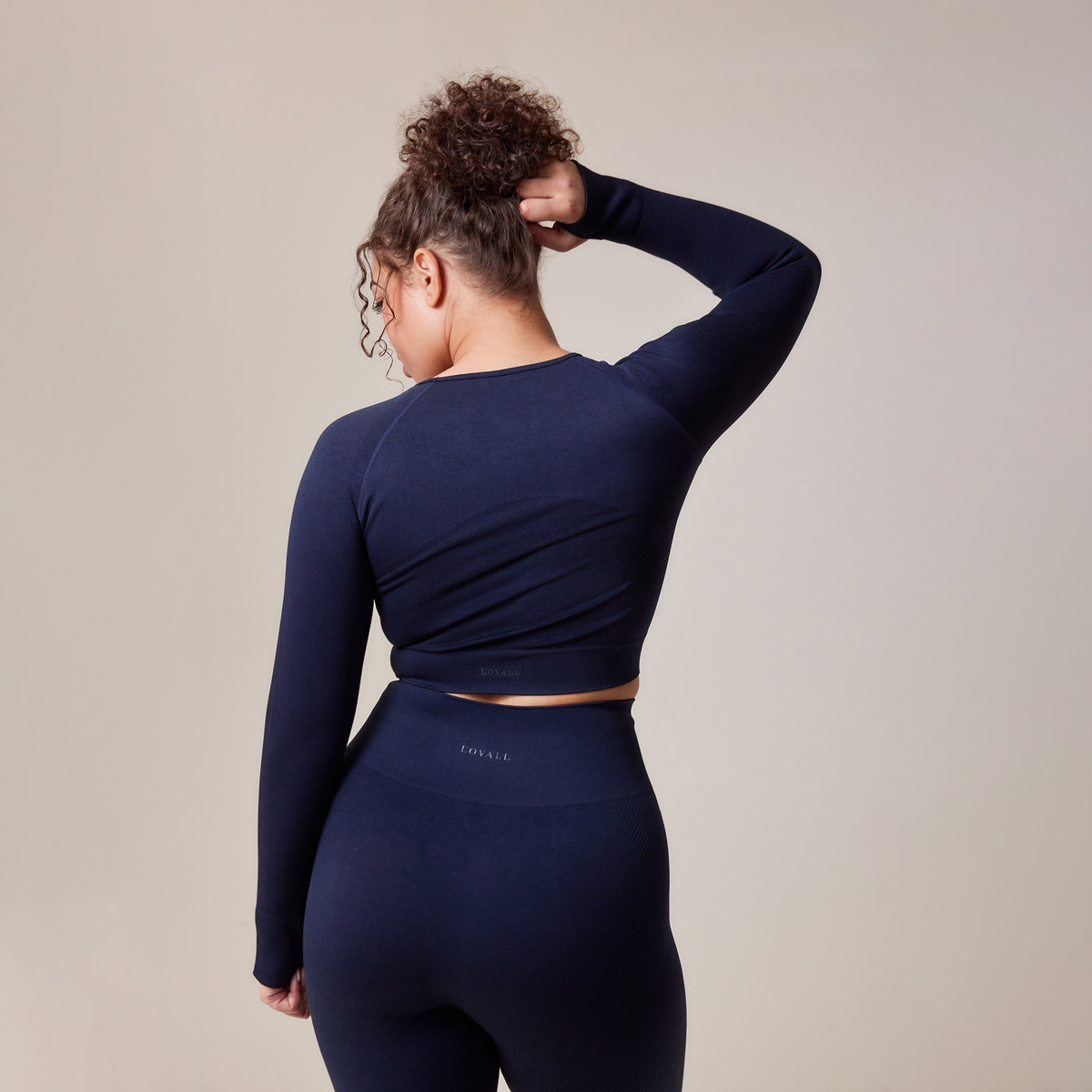 Haut sculpteur à manches longues sans coutures - Bleu marine foncé