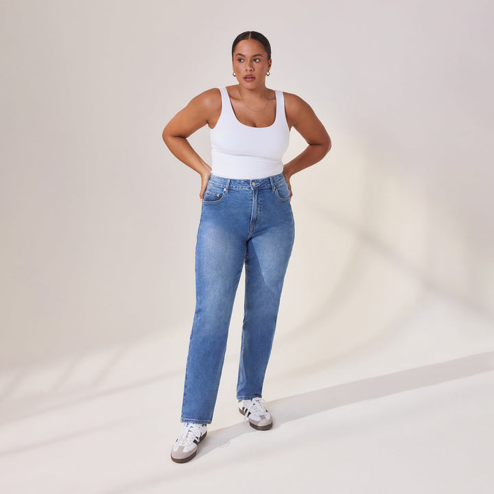 Jean straight - Mid Bleu
