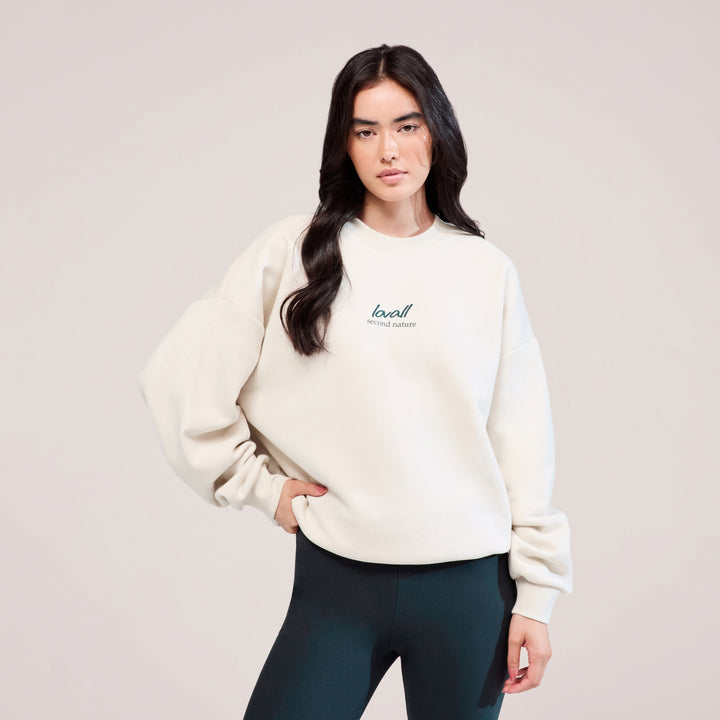 Sweat-shirt oversize organique Paysage - Écru