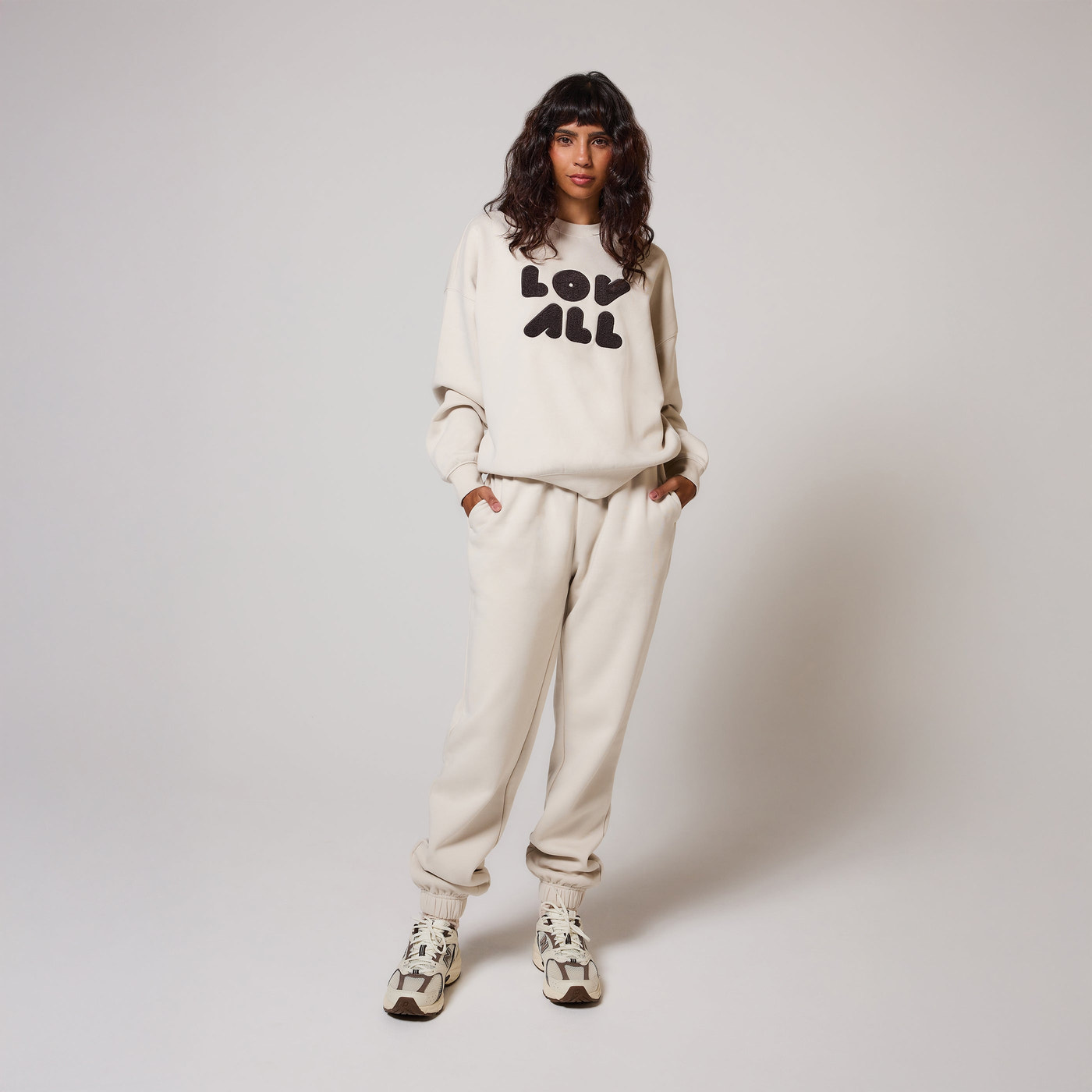 ALL SZN pantalon de jogging biologique à revers - Ecru