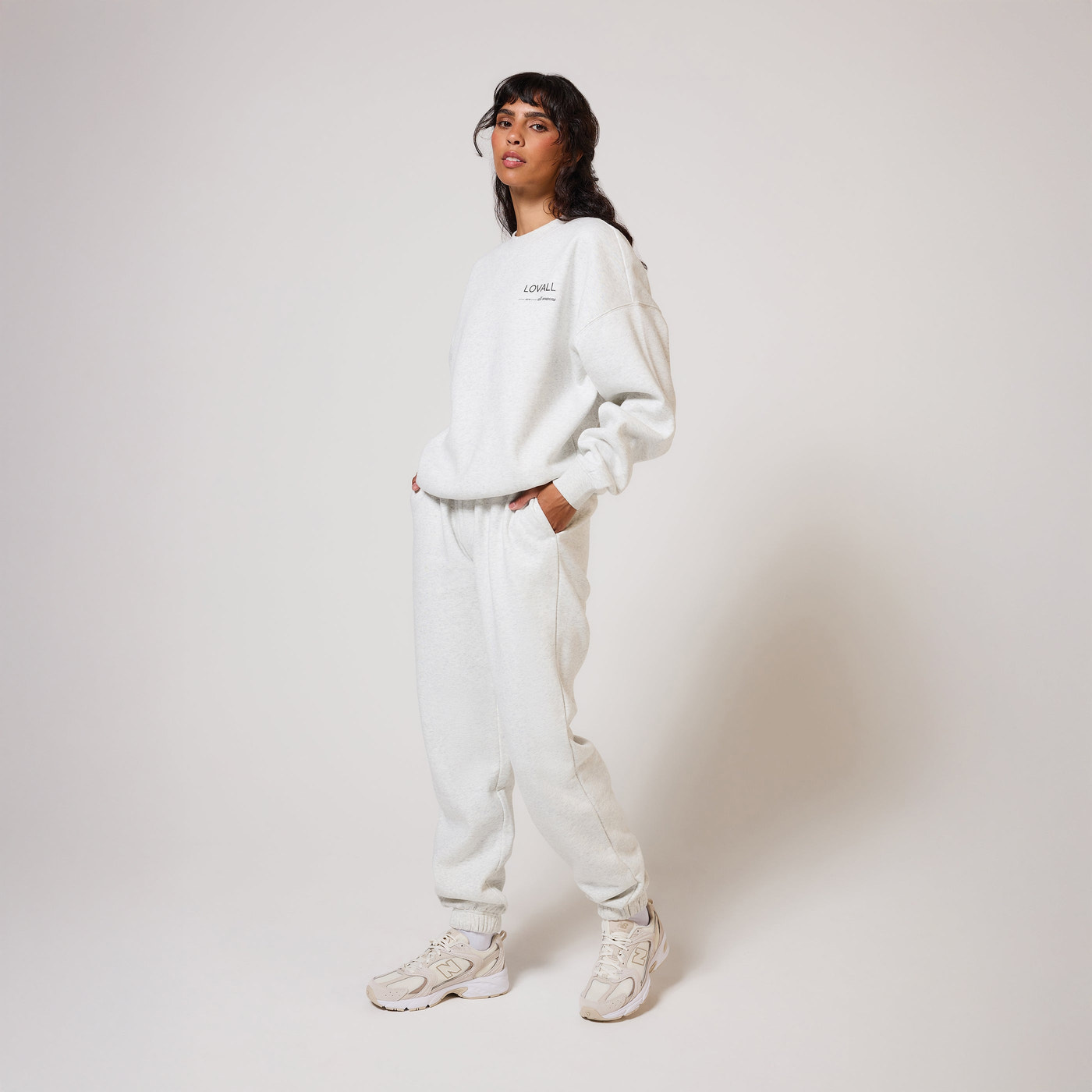 ALL SZN pantalon de jogging biologique à revers grande taille - Light Grey Marl