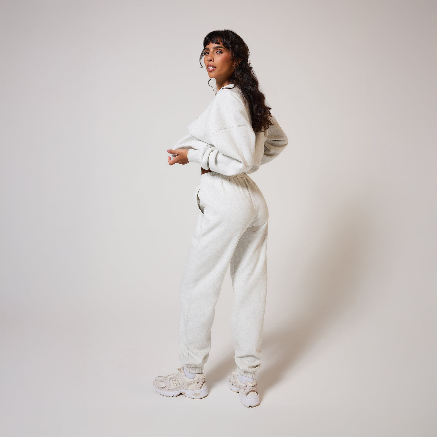 ALL SZN pantalon de jogging biologique à revers grande taille - Light Grey Marl