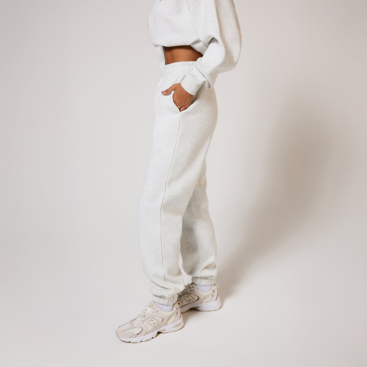 ALL SZN pantalon de jogging biologique à revers - Light Grey Marl