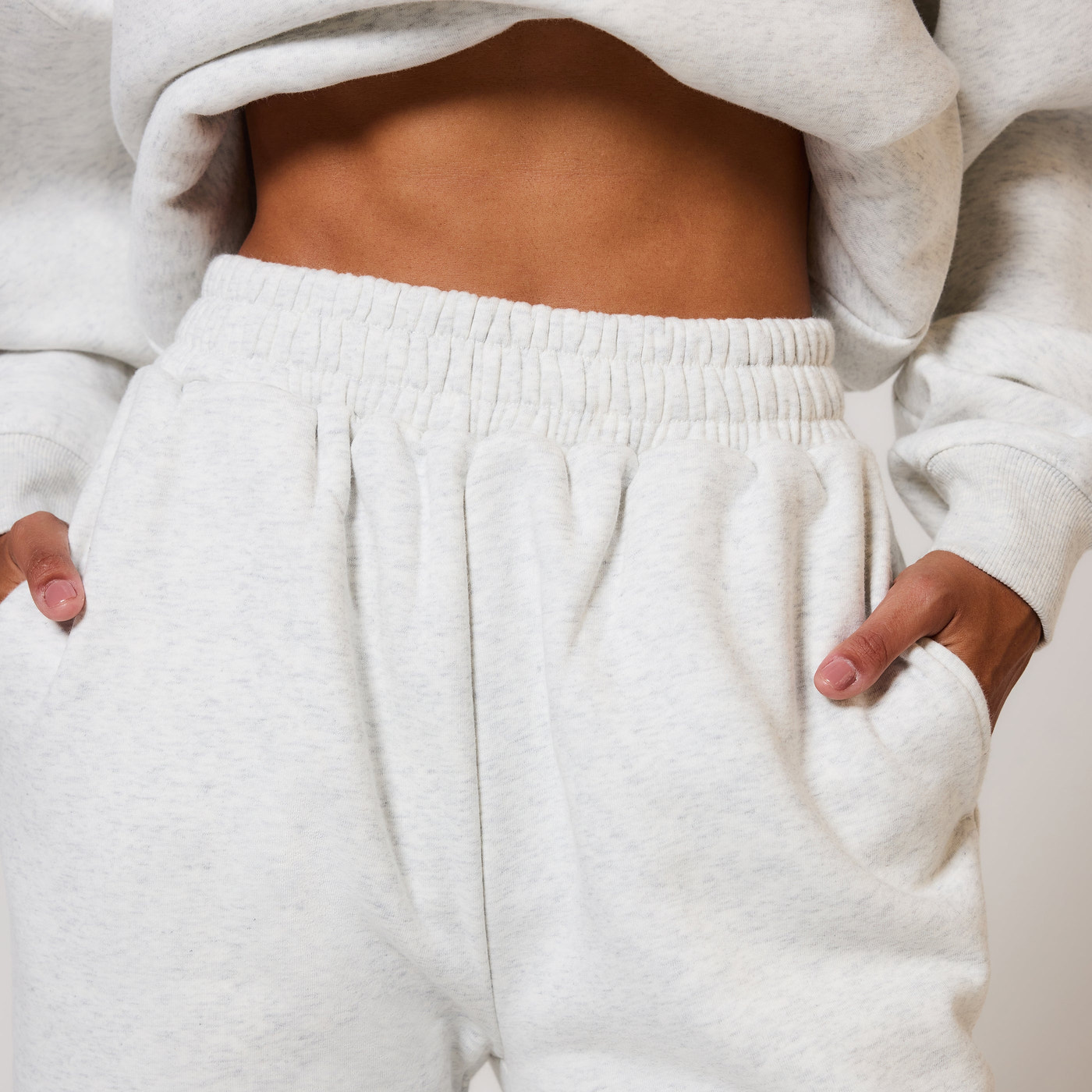 ALL SZN pantalon de jogging biologique à revers grande taille - Light Grey Marl