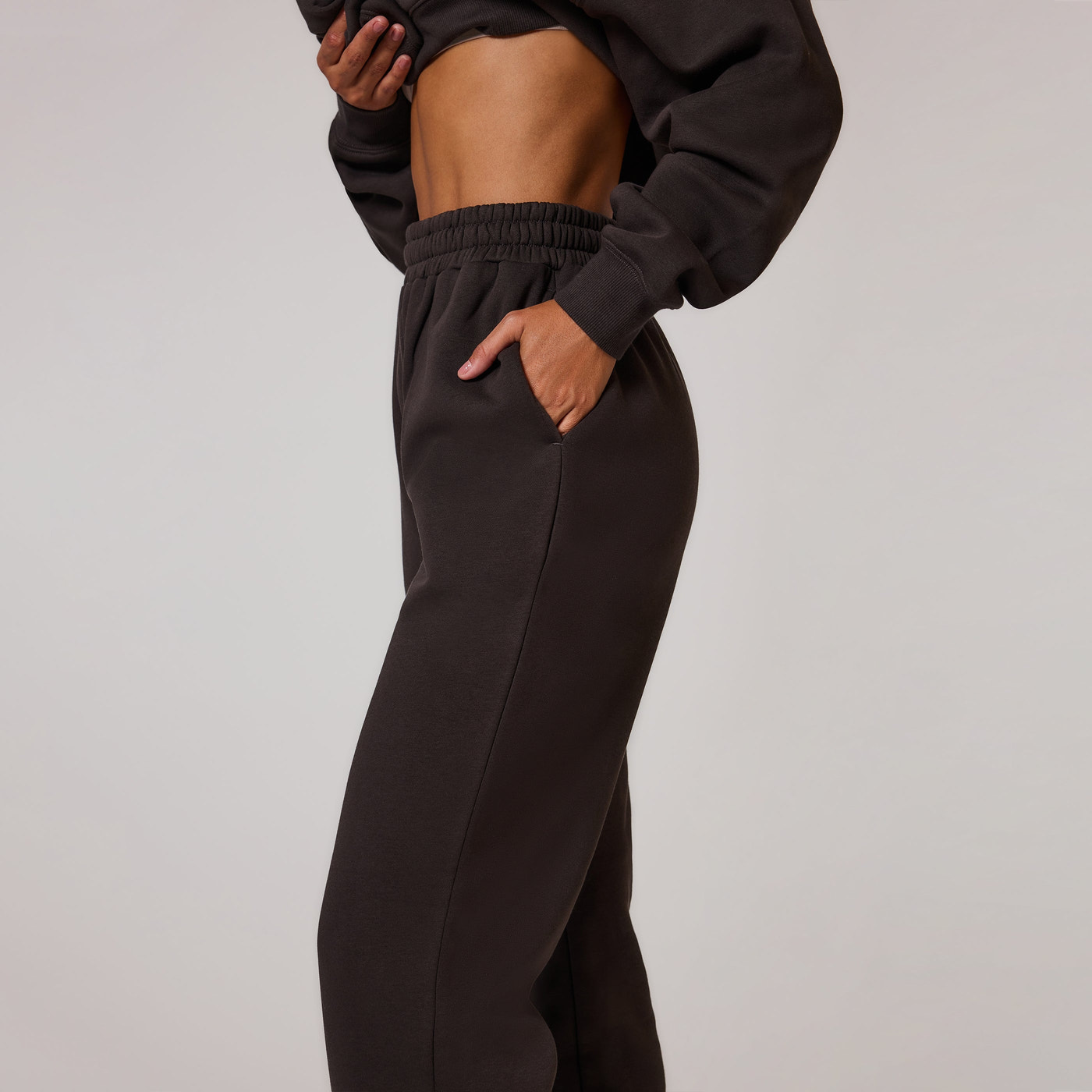 ALL SZN pantalon de jogging biologique à revers grande taille - Black Coffee