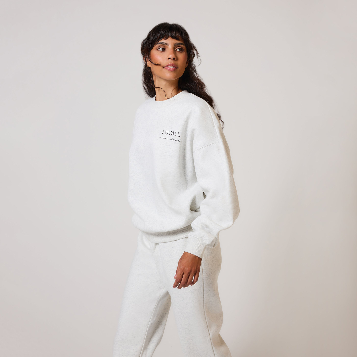 ALL SZN organique Sweat à Capuche Oversize Style 3 - Light Grey Marl