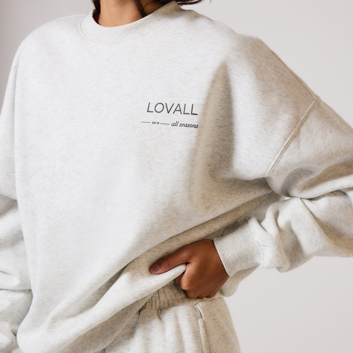 ALL SZN organique Sweat à Capuche Oversize grande taille Style 3 - Light Grey Marl