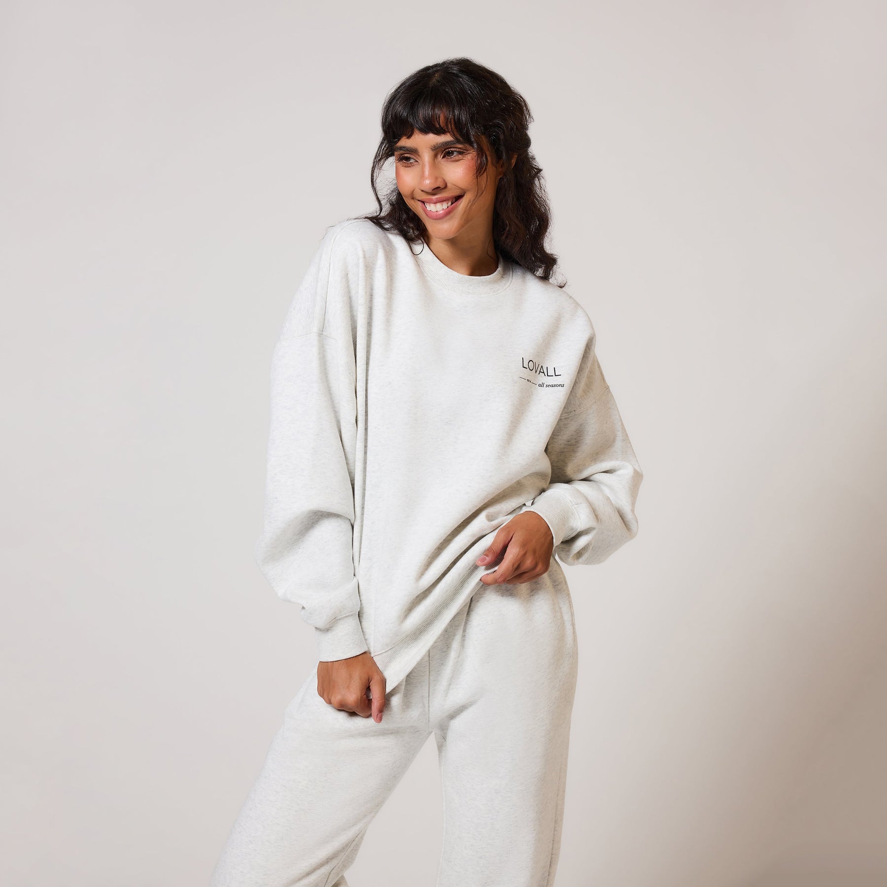 ALL SZN organique Sweat à Capuche Oversize grande taille Style 3 - Light Grey Marl