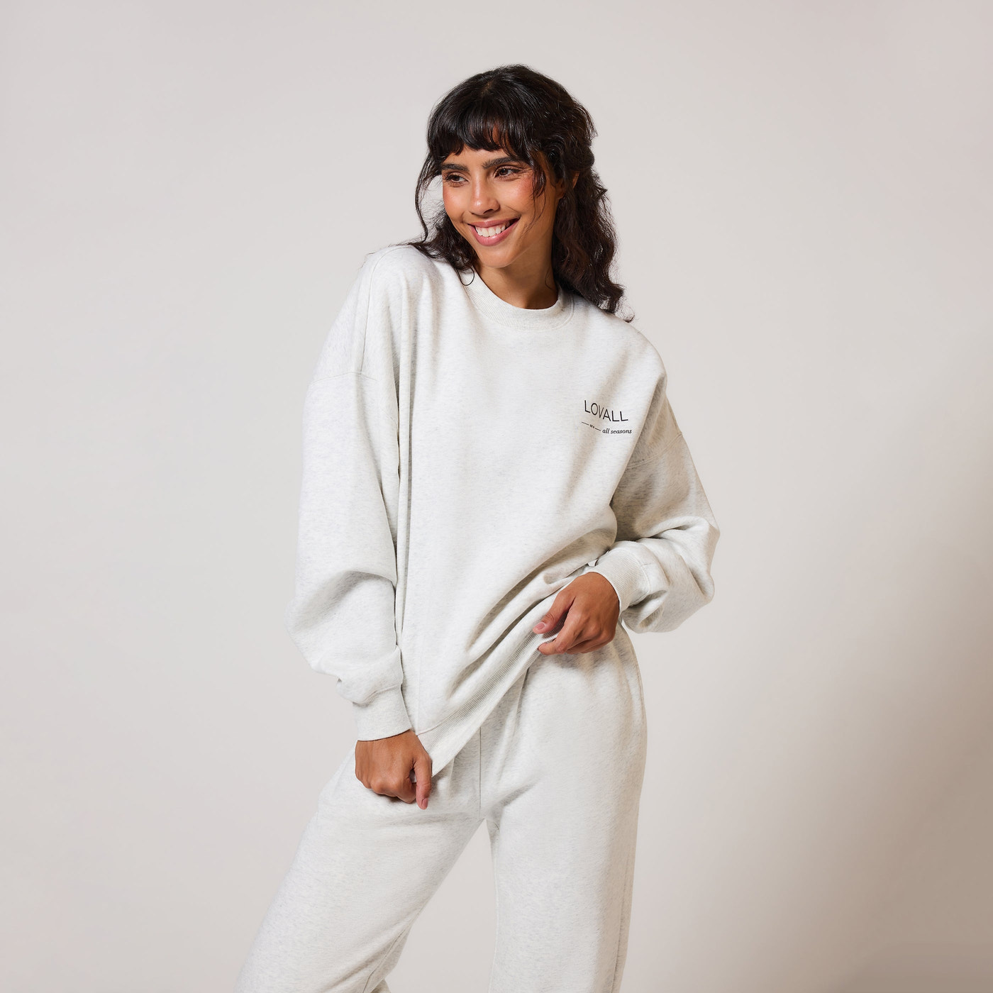 ALL SZN organique Sweat à Capuche Oversize grande taille Style 3 - Light Grey Marl