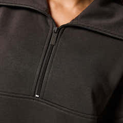 Sweat-shirt surdimensionné à col zippé en coton biologique – Café Noir