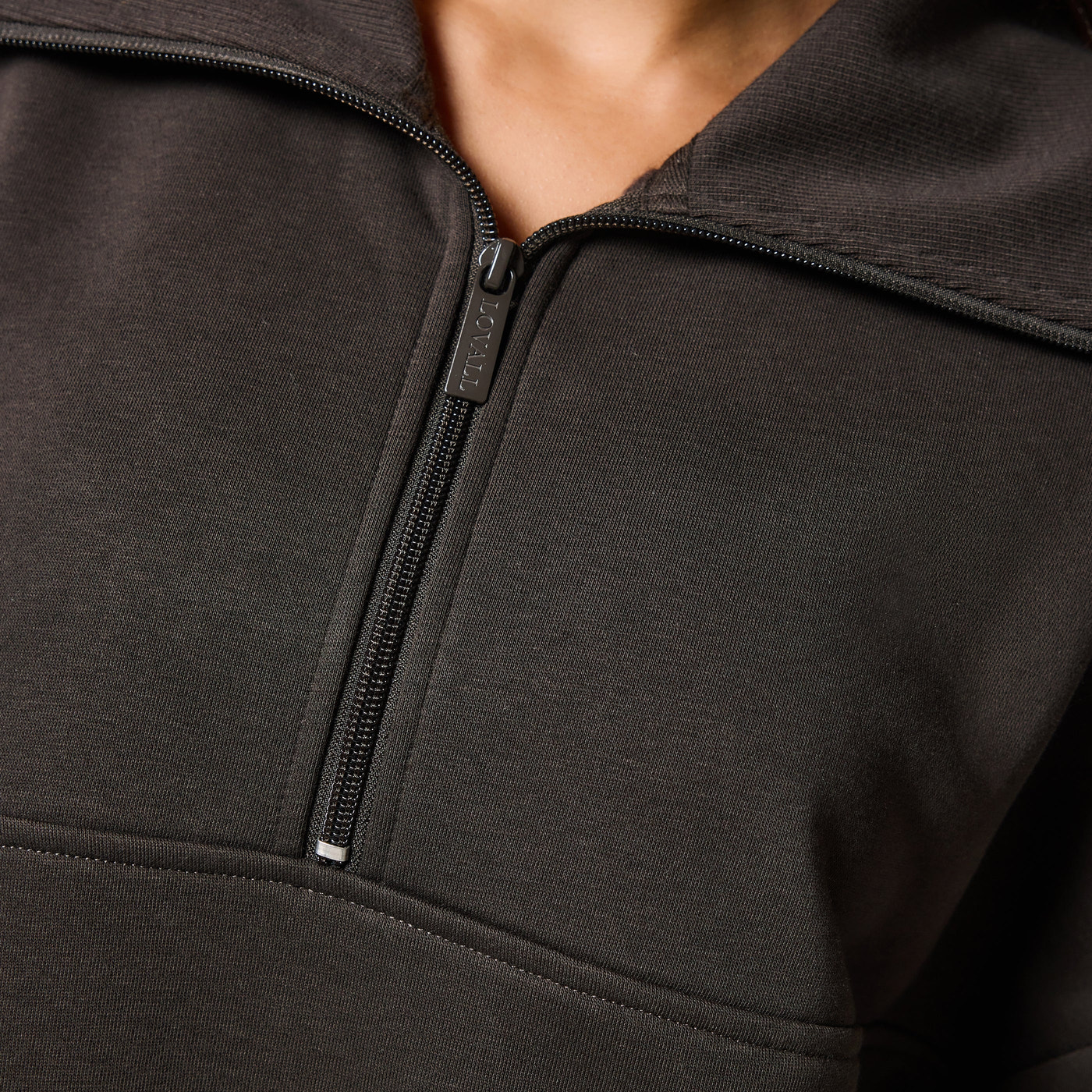 ALL SZN organique Pull Oversize avec Quart de Zip grande taille - Black Coffee