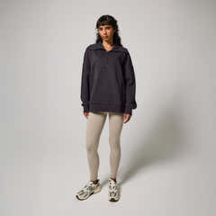 Sweat-shirt surdimensionné à quart de zip en coton biologique - Gris ombre