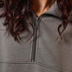 Sweat-shirt surdimensionné en coton biologique avec fermeture éclair 1/4 - Vert ardoise